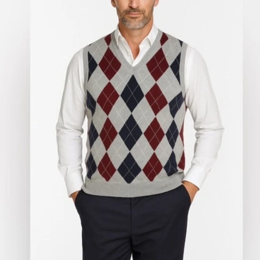 Brooks Brothers Green Argyle Supima Cotton Preppy Sweater Vest